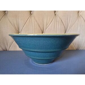 Vintage Large Ceramic Bowl – Blue Green Glaze – Mid Century